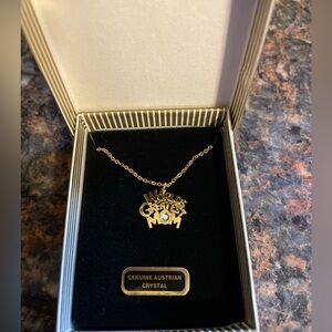 Genuine Australian crystal  Worlds‎ Greatest Mom necklace- Gold Color